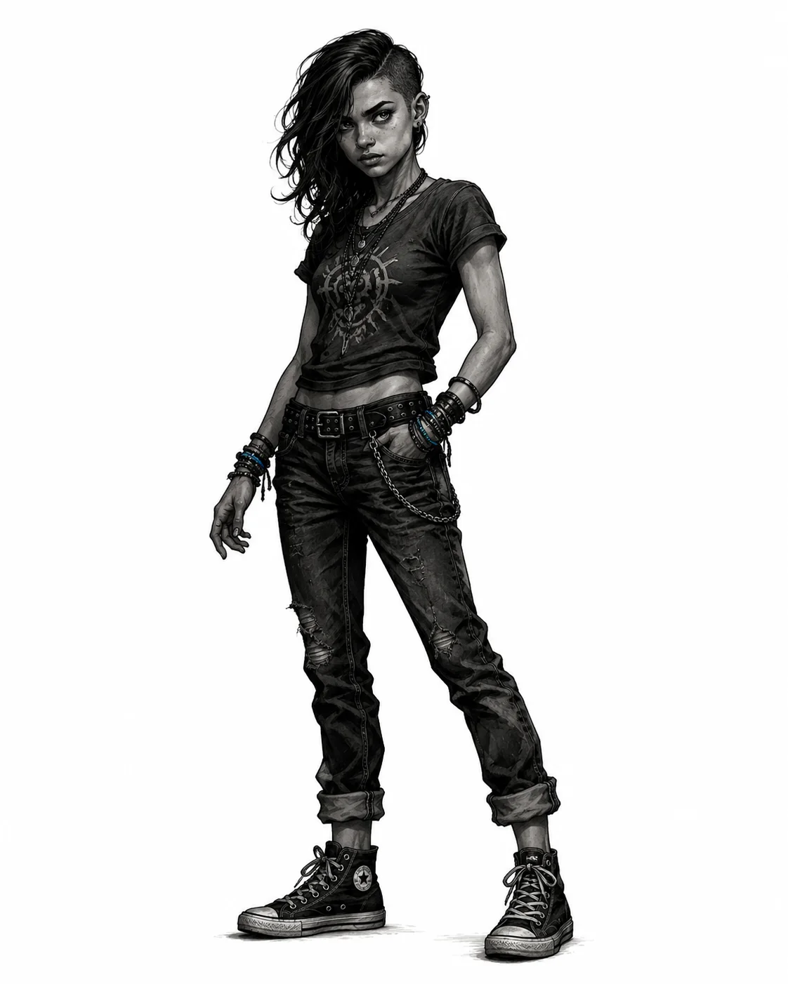 Xochil standing in dark clothes with one hand in a pocket